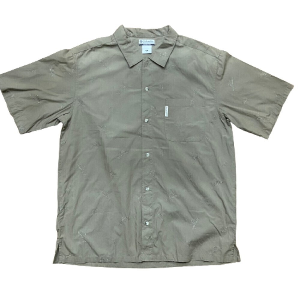 Columbia Sportswear Vintage Brown Button Down Fishing Martini Shirt Men's XL